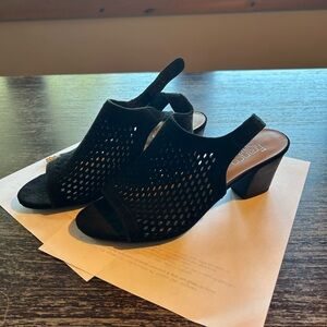 Franco Sarto Black Cutout Heeled Sandals